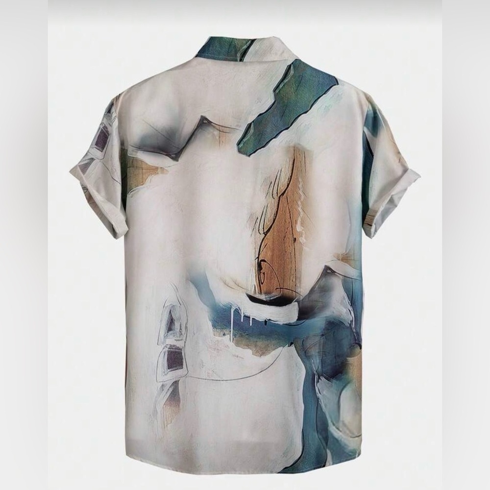 ROMWE Multicolor Abstract Button Down Shirt - Picture 2 of 2